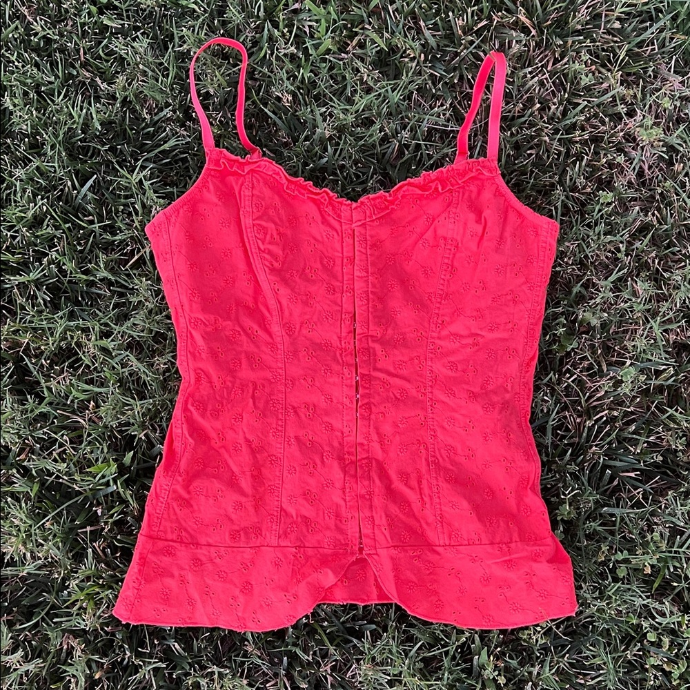 Marciano Red Eyelet Corset Tank Top